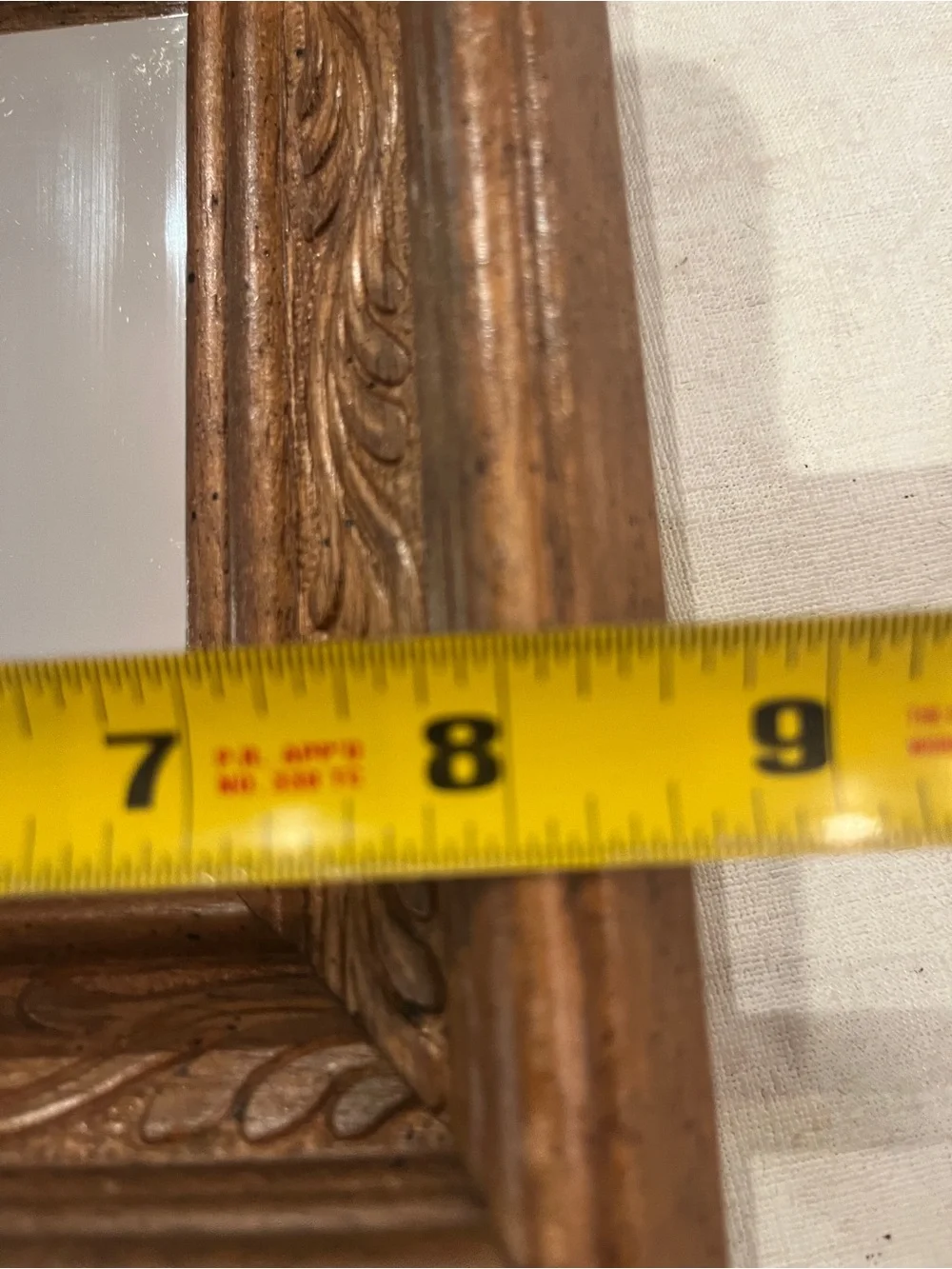 Vintage Decorative Carved Wood Square Wall Mirror